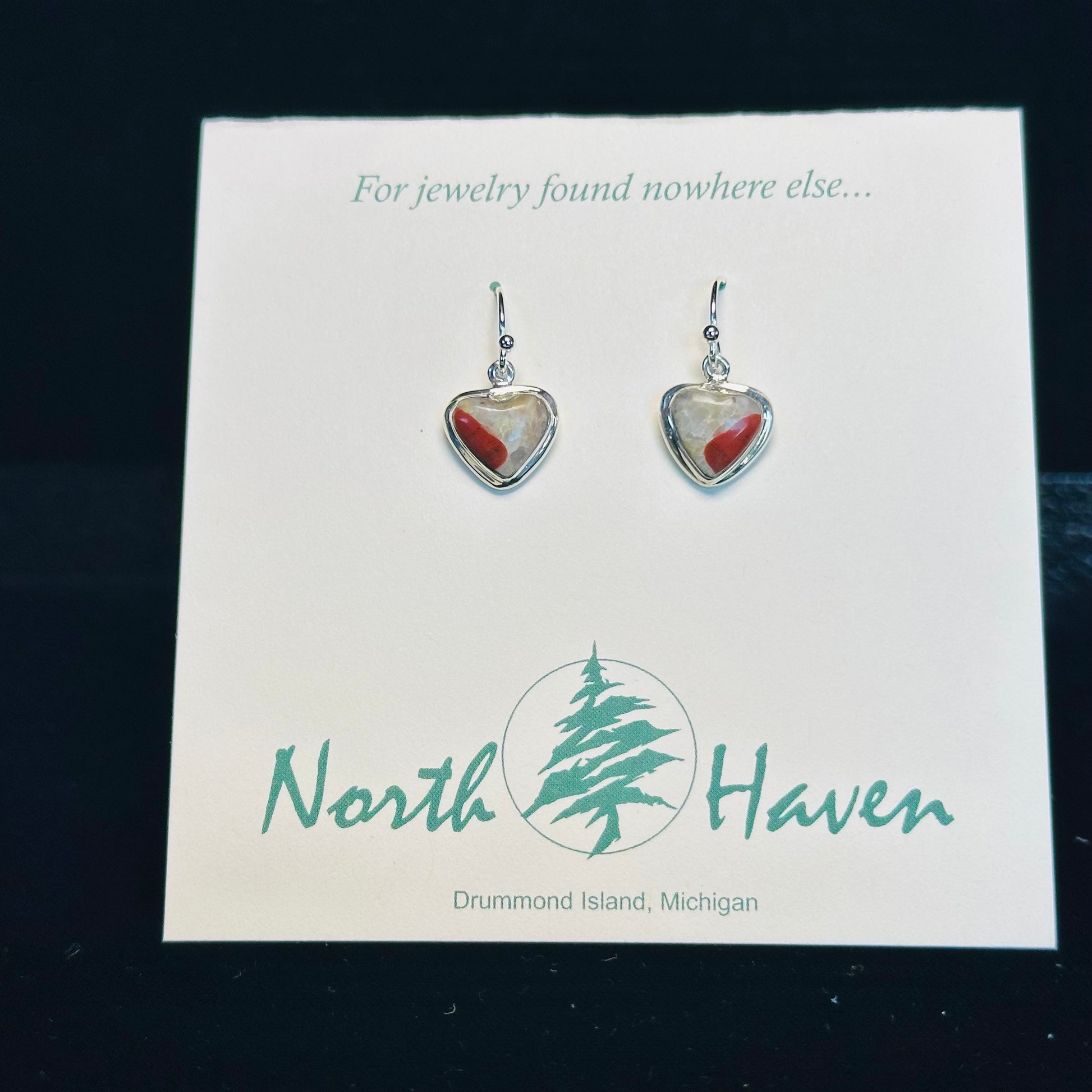 Puddingstone Heart Wire Earrings