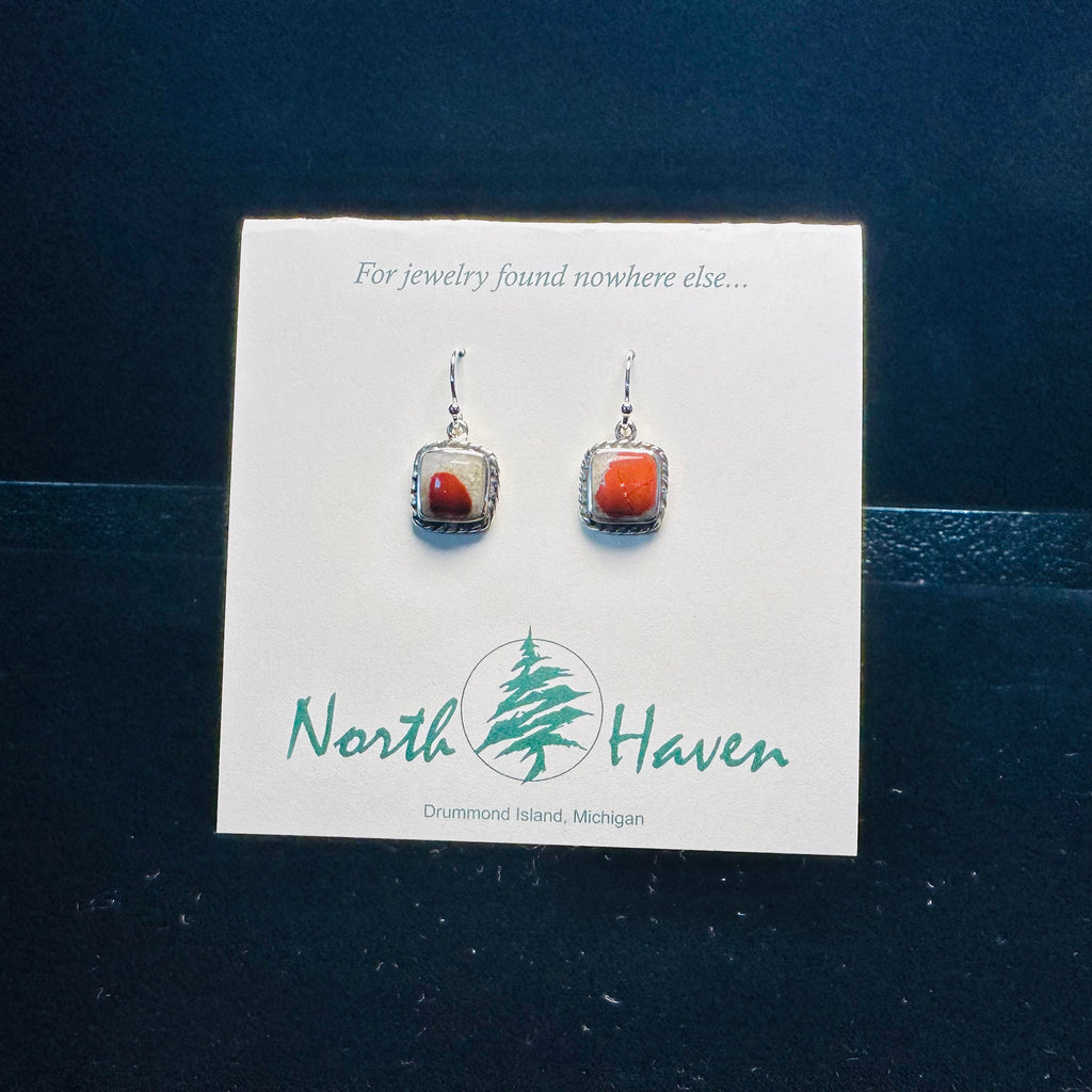 Puddingstone Square Dangle Earrings