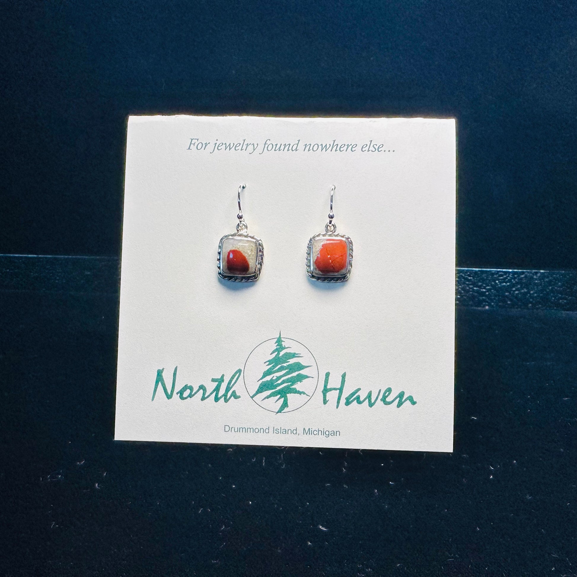 Puddingstone Square Dangle Earrings