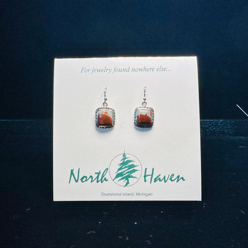 Puddingstone Square Dangle Earrings