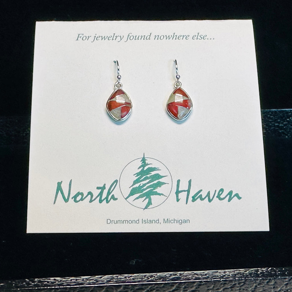Puddingstone Diamond Shaped Inlay Earrings