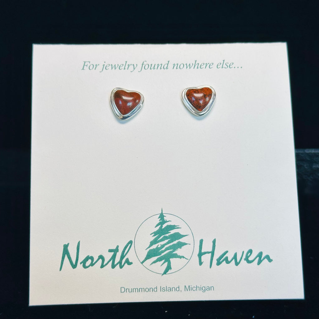 Heart Stud Puddingstone Earrings