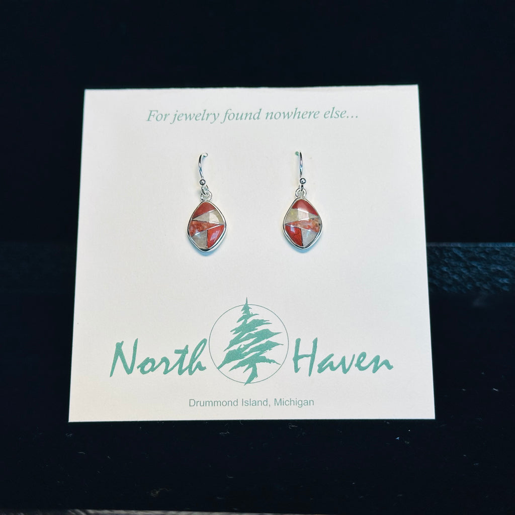 Puddingstone Diamond Shaped Inlay Earrings