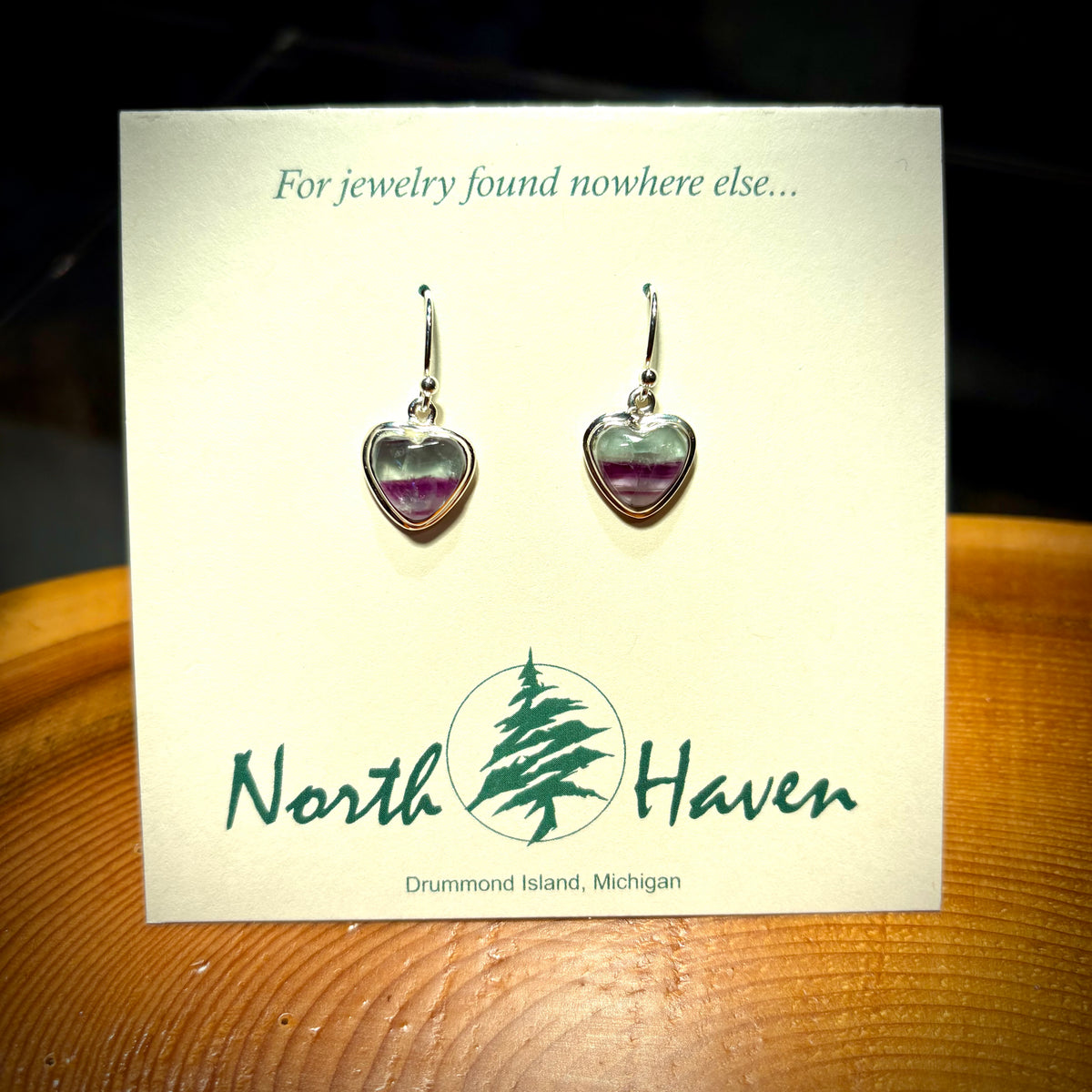 FLOURITE HEART WIRE EARRINGS